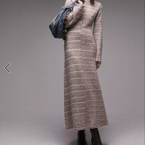 Topshop Beige and Cream Knit Maxi Dress